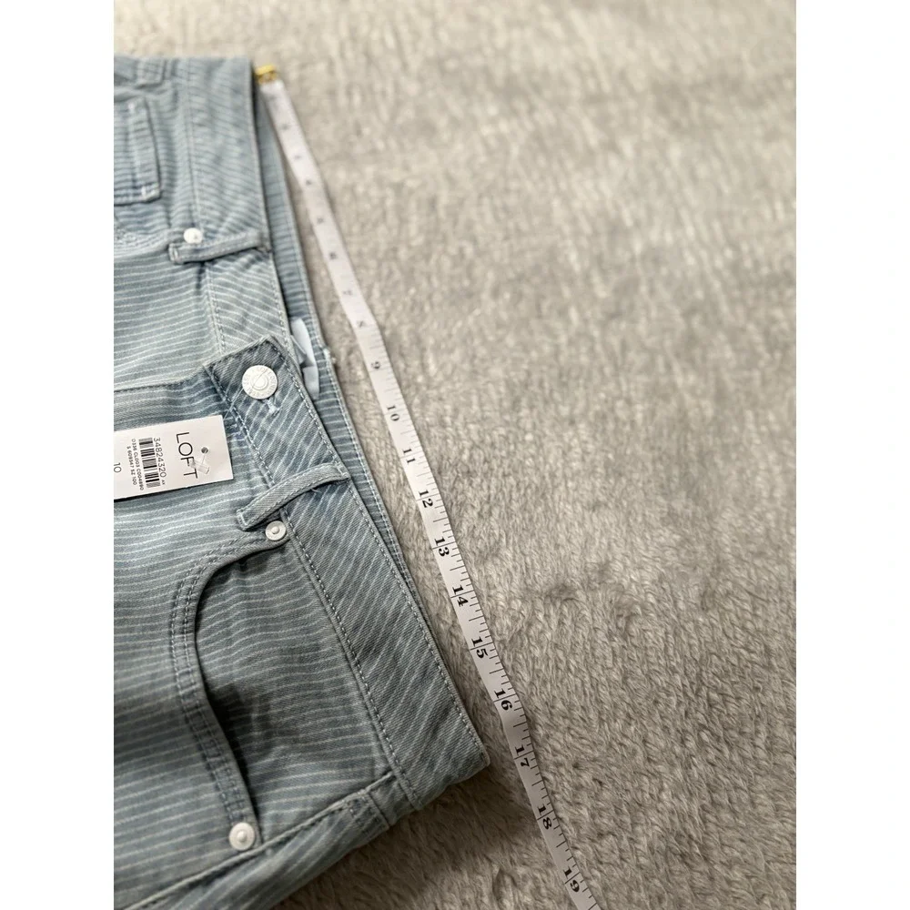 New Loft Denim‎ Blue Striped A Line Americana Skirt Size 10 Bottom Stretch